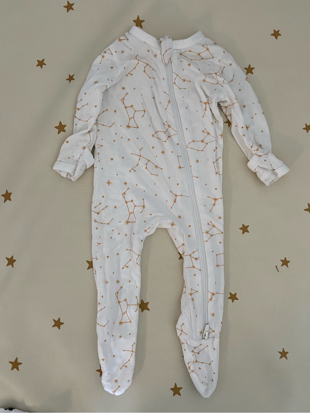 Kyte BABY White Footed One-Piece with Gold Constellation Print